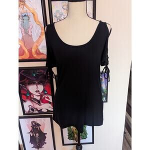 Hot Topic Black Cold Shoulder Top Sz S